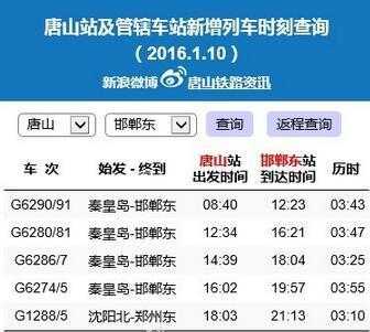 唐山北到秦皇岛高铁（唐山北站至秦皇岛火车时刻表查询）